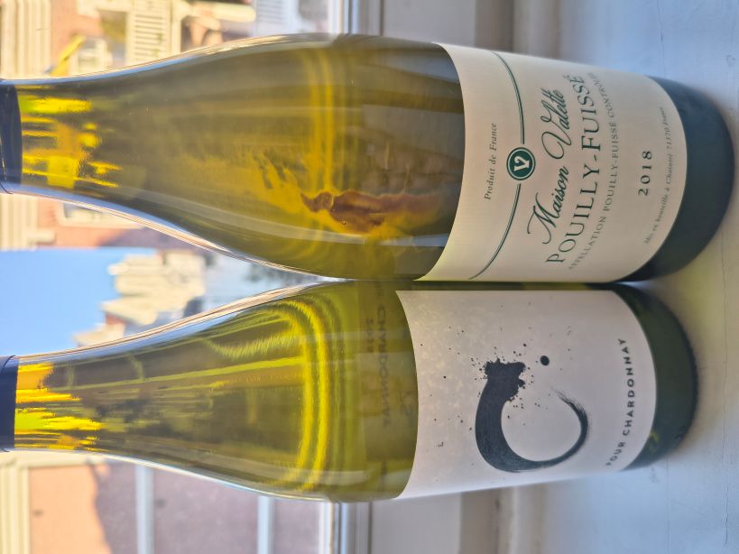 Two Chardonnay, a simple Clone 76 wine and a Pouilly Fuissé made with old vines, two different wines