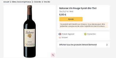 Naturea a brand of organic wine that look like natural wine