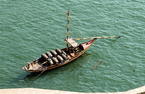 A rabelo boat used by Port shippers to take wine barrels down the Douro river to Oporto, Portugal